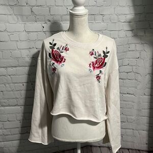Streetwear Society - crop white Roses sweatshirt - M